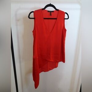 BCBG Satin Red Asymmetrical Tank Top